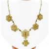 Image 1 : Antique 14K Gold 21.40 ctw GIA Brownish Yellow Zircon Open Filigree Work Necklac