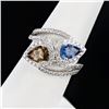 Image 1 : 2.14 ctw Brown and Blue Sapphire and 0.74 ctw Diamond Platinum Ring
