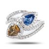 Image 2 : 2.14 ctw Brown and Blue Sapphire and 0.74 ctw Diamond Platinum Ring