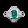 Image 1 : 3.43 ctw Emerald and 2.37 ctw Diamond Platinum Ring