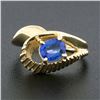 Image 2 : 14k Gold 0.80 ctw Oval Sapphire Solitaire Polished Grooved Open Loop Bypass Ring