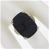 Image 3 : Vintage 9 ctw Yellow Gold 21.3x15.8mm Flat Cushion Black Agate Solitaire Ring