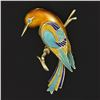 Image 2 : Vintage 18k Gold Multi Color Enamel Humming Bird Standing on Branch Pin Brooch