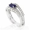 Image 7 : 14k White Gold 0.77 ctw Amethyst Solitaire & Diamond Wavy Insert Band Ring Set