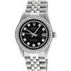 Image 3 : Rolex Mens 36 Stainless Steel Black String Diamond 36MM Datejust Wristwatch