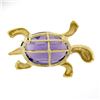 Image 3 : Vintage 14k Yellow Gold Oval Purple Stone Detailed Turtle or Tortoise Pin Brooch