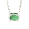 Image 6 : NEW 14K White Gold.43 ctw Oval Sideways Emerald Petite Solitaire Pendant Necklac