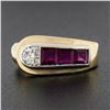 Image 2 : Maurice Tishman Retro 14K Gold & Platinum Diamond & Ruby Buckle Style Band Ring