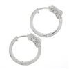 Image 5 : NEW Classic 14k White Gold 0.60 ctw 20 Round Diamond 18.5mm Huggie Hoop Earrings
