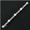 Image 2 : Antique Edwardian French 18k Gold & Platinum 0.80 ctw Diamond Pearl Bar Pin Broo