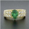Image 2 : 18k Yellow Gold 3.06 ctw Pear Prong Emerald Solitaire Pave Diamond Engagement Ri