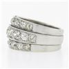 Image 6 : Antique Edwardian Platinum 2.75 ctw Chunky Old Mine Diamond 3 Row Wide Band Ring