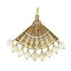 Image 4 : Vintage 14k Yellow Gold Detailed Open Work Fan w/ 5mm Pearl Dangle Charm Pendant