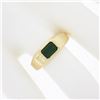 Image 7 : Unisex NEW 14k Yellow Gold .64 ctw Sideways Bezel Set Green Emerald Solitaire Ri