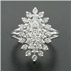 Image 2 : Vintage 14K White Gold 1.03 ctw Prong Diamond Navette Shape Tiered Cluster Ring