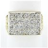 Image 1 : FIERY Men's 14K Gold 1.44 ctw Round Brilliant Pave Diamond Open Platter Ring