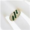 Image 3 : 18k Gold 1.65 ctw Square Step Cut Emerald w/ Diamond Domed Statement Band Ring