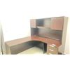 Image 3 : DARK WOODEN L SHAPE 3 DRAWER 66"W X 66"L X 66"H DESK WITH HUTCH