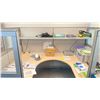 Image 2 : OFFICE CUBICLE WITH 8 SECTION PARTITION- 101"W X 76"D X 67"H, A LIGHT WOODEN 96"W X 72"L X 29"H