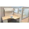 Image 2 : OFFICE CUBICLE WITH 8 SECTION PARTITION - 129"W X 81"D X67"H, 2 LIGHT WOODEN 72"W X 30"D X 28"H