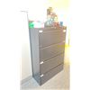 Image 2 : ULINE BLACK 4 DRAWER LATERAL STORAGE CABINET WITH ASSORTED OFFICE CONTENTS