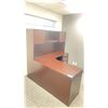 Image 3 : DARK WOODEN L SHAPE 3 DRAWER 66"W X 66"L X 66"H DESK WITH HUTCH & A 6'W WHITE BOARD
