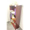 Image 6 : DARK WOODEN L SHAPE 3 DRAWER 66"W X 66"L X 66"H DESK WITH HUTCH &  A DARK WOODEN 3 TIER 33"W X 12"D