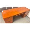 Image 3 : CHERRY COLORED 70"W X 24"D X 29"H 4 DRAWER OFFICE DESK WITH KEYBOARD TRAY & A 36"W X 66"H MOBILE