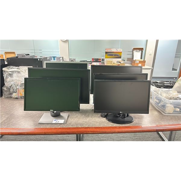6 ASSORTED SIZE LCD MONITORS *3 HAVE NO POWER CORDS*