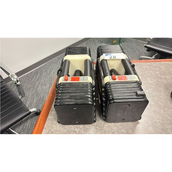 PAIR OF POWERBLOCK PRO 5 - 90 LBS ADJUSTABLE DUMBBELL SET