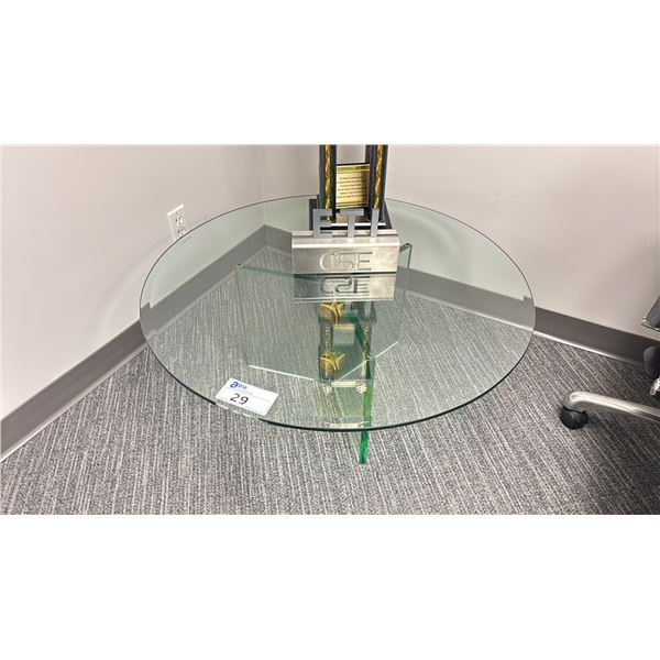 ROUND GLASS 36" DIAMETER 14"H SIDE TABLE