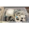 Image 3 : 2 PLASTIC BINS OF ASSORTED ELECTRICAL CORDS, POWER CORDS, INTERNET CABLES, POWER BARS, A62 WIFI