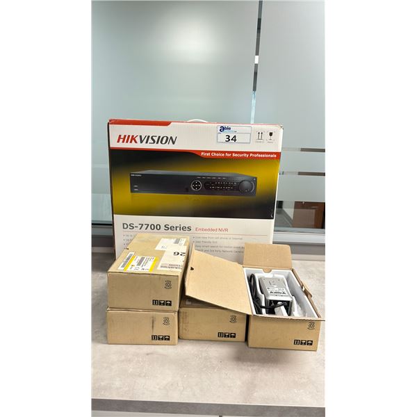 HIKVISION DS-7700 SERIES EMBEDDED NVR & 4 ENEO VKC-1341A SECURITY CAMERAS