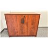 Image 4 : CHERRY COLORED EXECUTIVE L SHAPE 71"W X 95"D X 66"H 3 DRAWER OFFICE DESK WITH HUTCH, CHERRY COLORED
