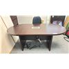 Image 3 : DARK WOODEN OVAL 70"W X 36"D X 29"H POWER READY OFFICE DESK, DARK WOODEN 2 DRAWER