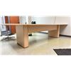 Image 3 : LIGHT WOODEN CURVED EDGE 120"W X 48"D X 30"H DINING TABLE & A ROUND WOODEN TOP 36" DIAMETER 30"H