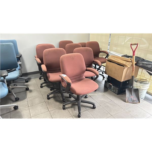 9 STEELCASE 4571214 BURGUNDY BIG AND TALL UPHOLSTERED OFFICE CHAIRS