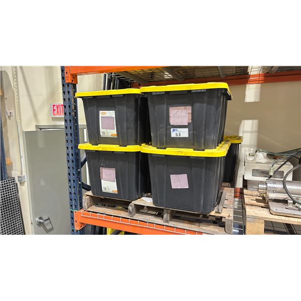 5 PLASTIC STORAGE BINS FILLED WITH GOLD RECOVERY COMPOUND