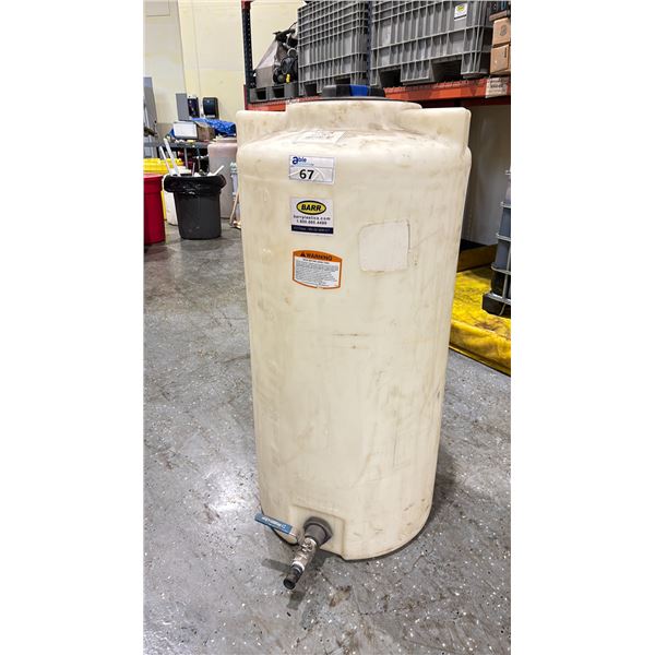 75 GALLON VERTICAL PLASTIC LIQUID STORAGE TANK WITH SPIGOT