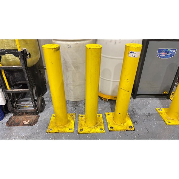3 YELLOW INDUSTRIAL 37"H BOLLARDS