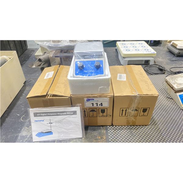 4 - FAITHFUL SH-2 COMMERCIAL LABORATORY STIRRER/ HOT PLATES IN BOXES