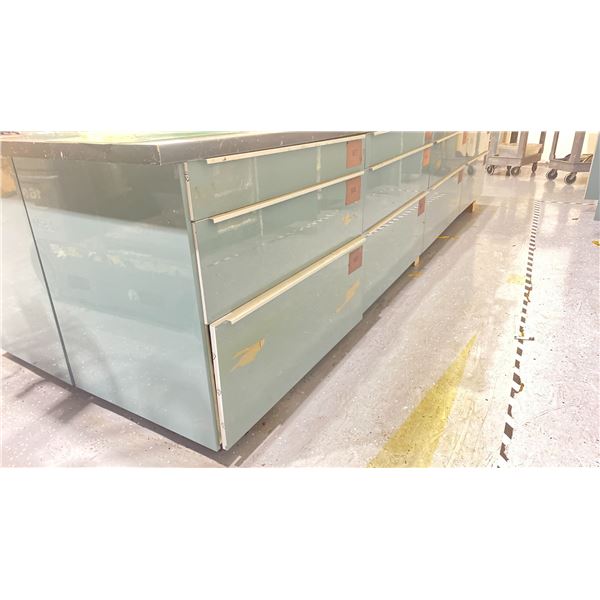BLUE/ BLACK 12 DRAWER WORKBENCH - 151"W X 26"D X 32"H *CONTENTS NOT INCLUDED*