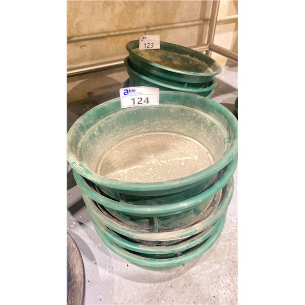 STACK OF KEENE ENGINEERING STACKABLE STAINLESS MESH CLASSIFYING SIEVES