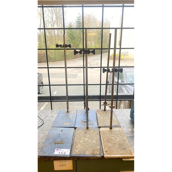 6 - UNIVERSAL PLATE STANDS WITH SUPPORT RODS & CLAMPS *ONE IS PLATE ONLY*
