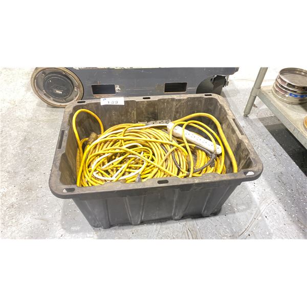 STORAGE BIN OF ASSORTED SIZE/ GAUGE EXTENSION CORDS