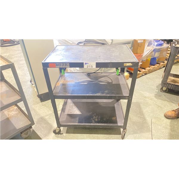 BLACK ULINE 3 TIER POWER READY PRODUCT CART