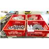 Image 1 : 4 RED CRATES OF ASSORTED SCHEDULE 80 PIPE FITTINGS, FLANGES, POLY NIPPLES, COUPLERS & CAPS