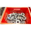 Image 2 : 4 RED CRATES OF ASSORTED SCHEDULE 80 PIPE FITTINGS, FLANGES, POLY NIPPLES, COUPLERS & CAPS