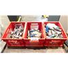 Image 1 : 3 RED CRATES OF ASSORTED  1" BALL VALVES & THREADED FITTINGS -APPROX. 60 VALVES
