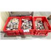 Image 1 : 3 RED CRATES OF ASSORTED STAINLESS STEEL CAMLOCK FITTINGS 1" - 2", ASSORTED THREADED STAINLESS